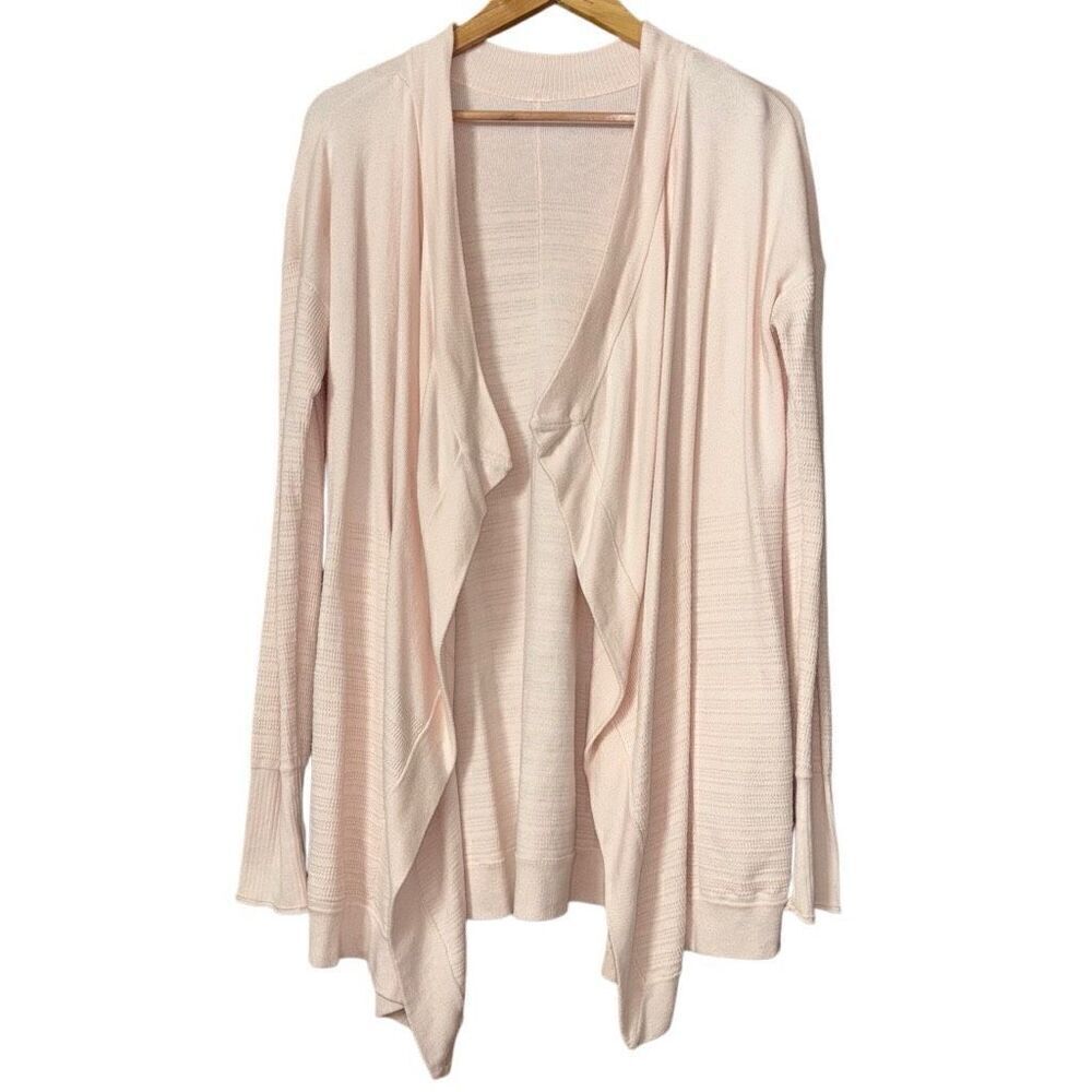 Lululemon Find Your Calm Wrap cardigan Chantilly peachy pink cotton silk blend